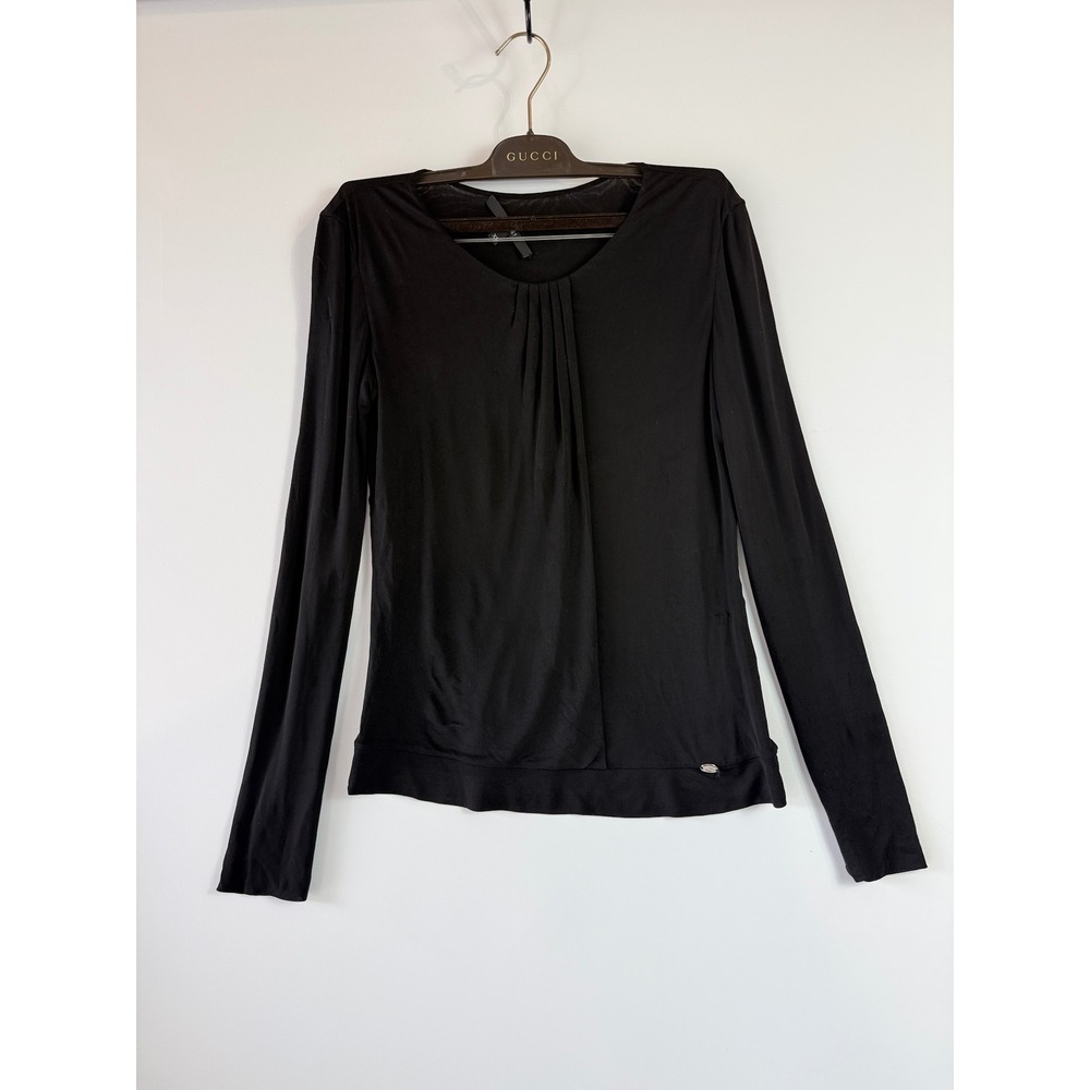 Gucci Pleated Front Top Women XS Black Long Sleeve Viscose 184193 X6073 - Picture 3 of 16